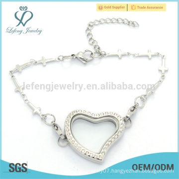 2015 Heart chain bracelet,popular silver stainless steel 316l charms bracelet for girl